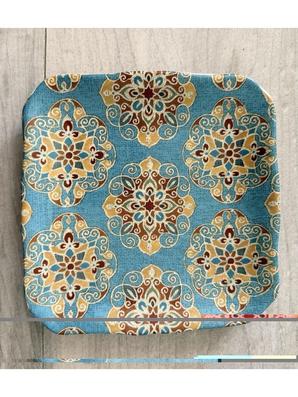 Certified International Spice Route Small Blue Square Bread Plate